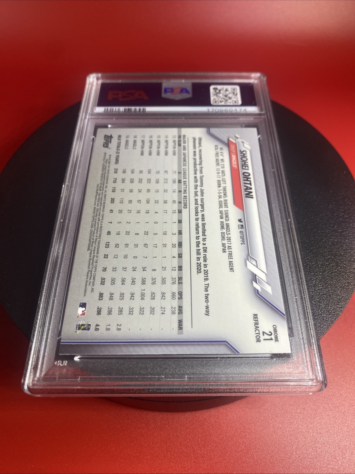 🏁 2020 Topps Chrome - Shohei Ohtani #21 🔥 X-Fractor PSA-7 Near Mint 🤩 view 7