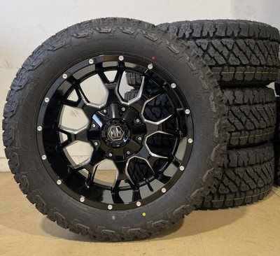 4) 20x9 Mayhem Warrior Black Wheels Rims 32'' AT Tires 6x5.5 2019+ Dodge Ram 1500