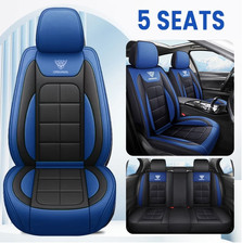 Universal Deluxe Pu Leather 5-seats Car Seat Cover Front Rear Cushion Full Set