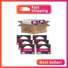 WritePads Index Cards Bulk, 2400 Flash Cards (24 Packs of 100), Wide Ruled Notec
