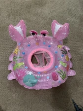 Baby Pink Crab Inflatable Swimming Float/Raft With Handle Safety Seat 