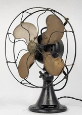 Antique Electric Emerson Type 24646 12" Brass blade Desk Fan Oscillating