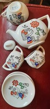 Vintage Toy Tea Set Sears Roebuck Porcelain 7 Piece Children's JAPAN Girl Dog