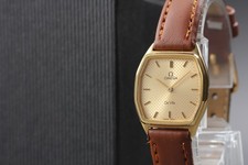 OMEGA De Ville Gold Push Crown 22mm Qz Womens Watch Cal.1387 Vintage Near MINT