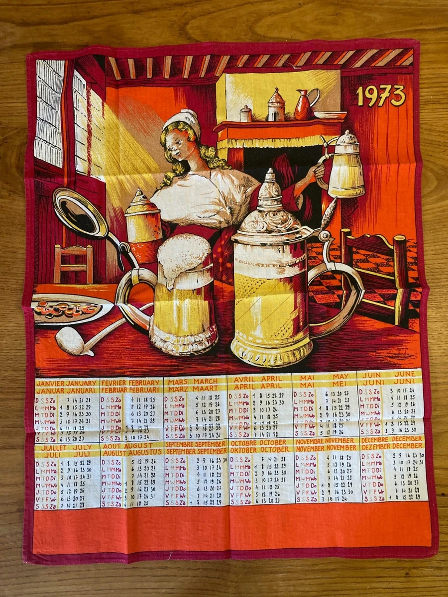 ANCIEN TORCHON 100 % coton Calendrier 2003 Décor alsacien EUR 5,00