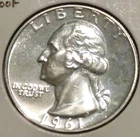 Silver Quarter - Washington - 1961 PROOF (Very spotty.  Get if for the silver.)