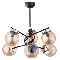 Deckenlampe 6-Flammig Schwarz Bernstein E14 B:60 Cm Deckenleuchte Schlafzimmer