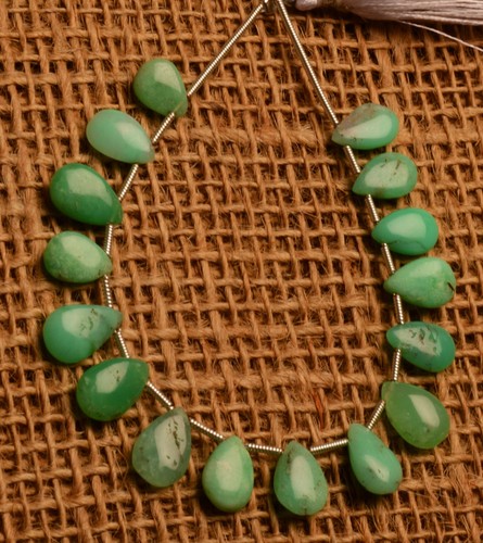 Natural Chrysoprase Gemstone 11x8 mm Size Smooth Pear Shape Beads 5" Strand - Picture 10 of 11