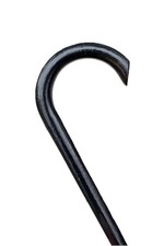 Painted Lacquered Black Wood Shaft Brass Bottom Tip Crook Walking Stick Cane 33  