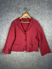Oska Jacket Womens UK 14-16 Burgundy 100% Boiled Wool Regular Button-Up Blazer
