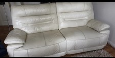 SCS Large Leather Sofa Recliner White