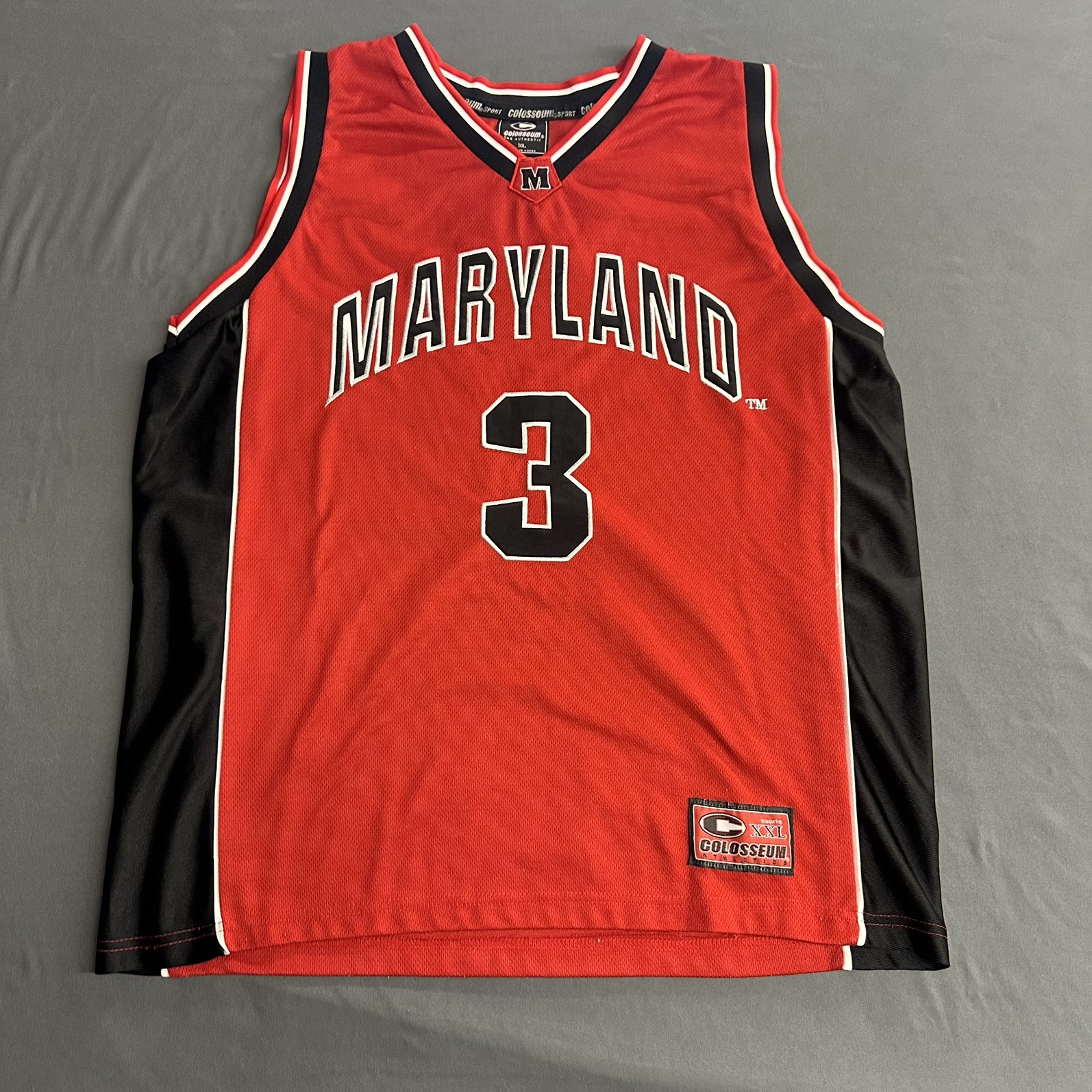 Vintage Colosseum Maryland Terrapins Basketball Jersey # 3 Size XL Red NCAA