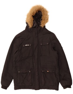 Ellesse wattierte Herrenjacke mit Kapuze UK 42 XL schwarz Nylon NW08