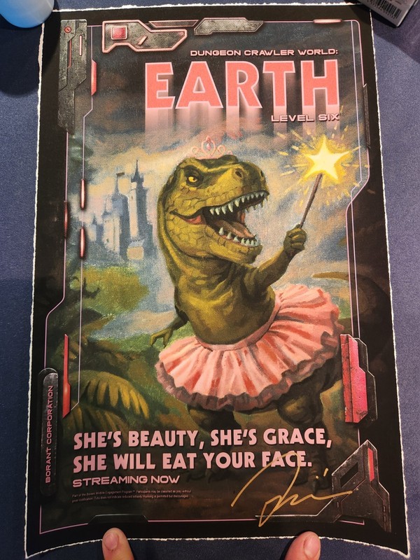 Dungeon Crawler Carl Level 6: Earth Matt Dinniman Signed Autographed Poster Tina