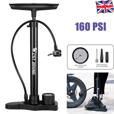 MTB Road Bike Bicycle Tire Inflator Floor Pump Presta Schrader Valve Portable UK - Image 1 of 4