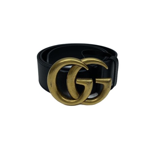GUCCI Leather Belt, Black, Men's 400593