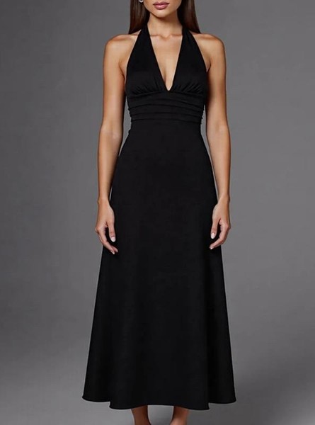Women Hallhuber Dress Black Silk M