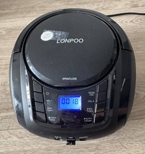 LONPOO LP-D03 Portable CD MP3 Player FM Radio USB AUX Tested Works Black
