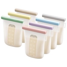 Nuliie 7-Pcs Reusable Silicone Breastmilk Storage Bags 12oz/360ml Leak-Proof BPA