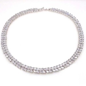 Authentic 34ct Lab Created Marquise Diamond Women's Wedding Necklace 14K White Gold Plated