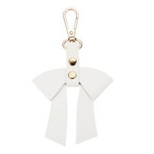 PU Leather Bow Keychain Cute Bow Charm for Women Bowknot Key Ring White