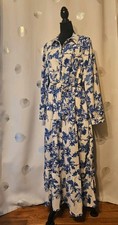 SHEIN floral blue dress belted waist  layered hem Clasi  XL  Holiday Style Maxi