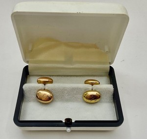 Estate 14K Solid Yellow Gold Oval Cufflinks 4.2 Grams with Monogram