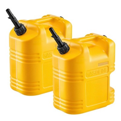 19L Flat-Profile Can with Raised Markings Rapid 15L/min Pour Yellow 2Pack