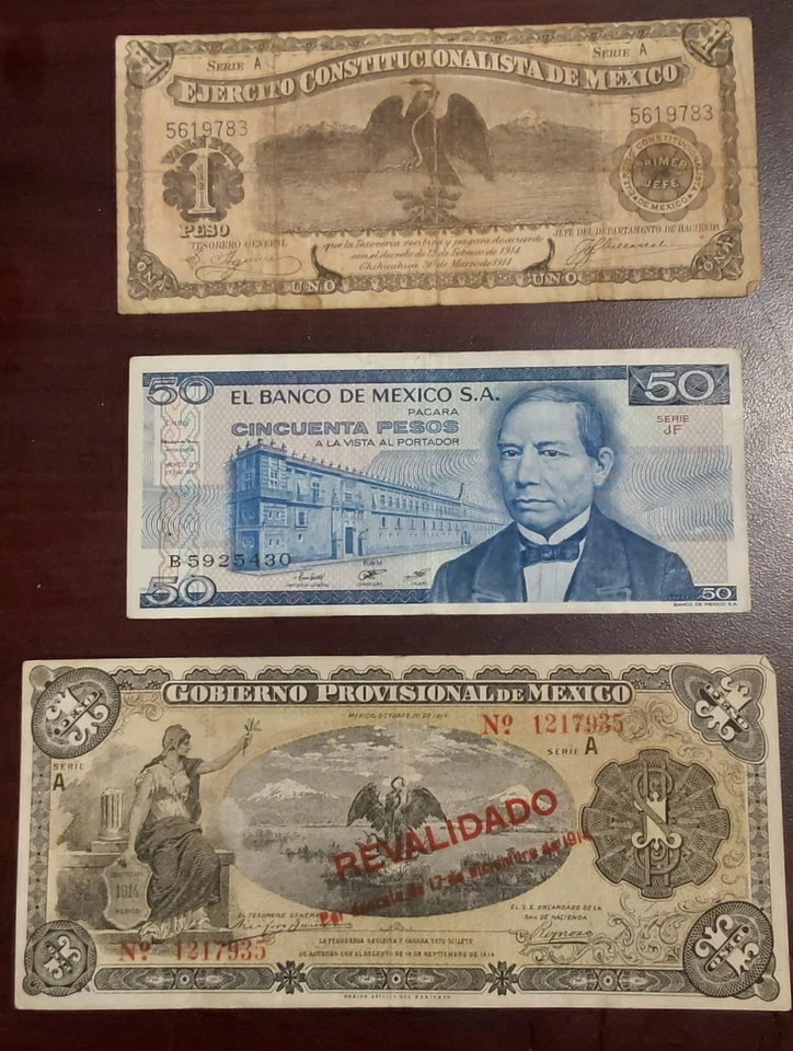 Lot of 12 Vintage Mexican Banknotes - Banco de Mexico, Provisional & More! - Image 4 of 4