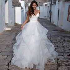 Elegant Spaghetti Straps Ball Gown Wedding Dresses Backless Robe de Mariage