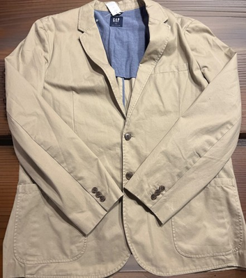 #ad Vintage Gap Canvas Blazer Chore Jacket Collar Twill Barn Coat Men 2XL Sand $35.09