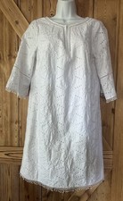 ADRIANNA PAPELL Women's White Eyelet Textured Keyhole Shift Dress Size 12 EUC