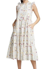 En Saison Floral Embroidered Ruffle Cap Sleeve Layered A Line Dress Sz M