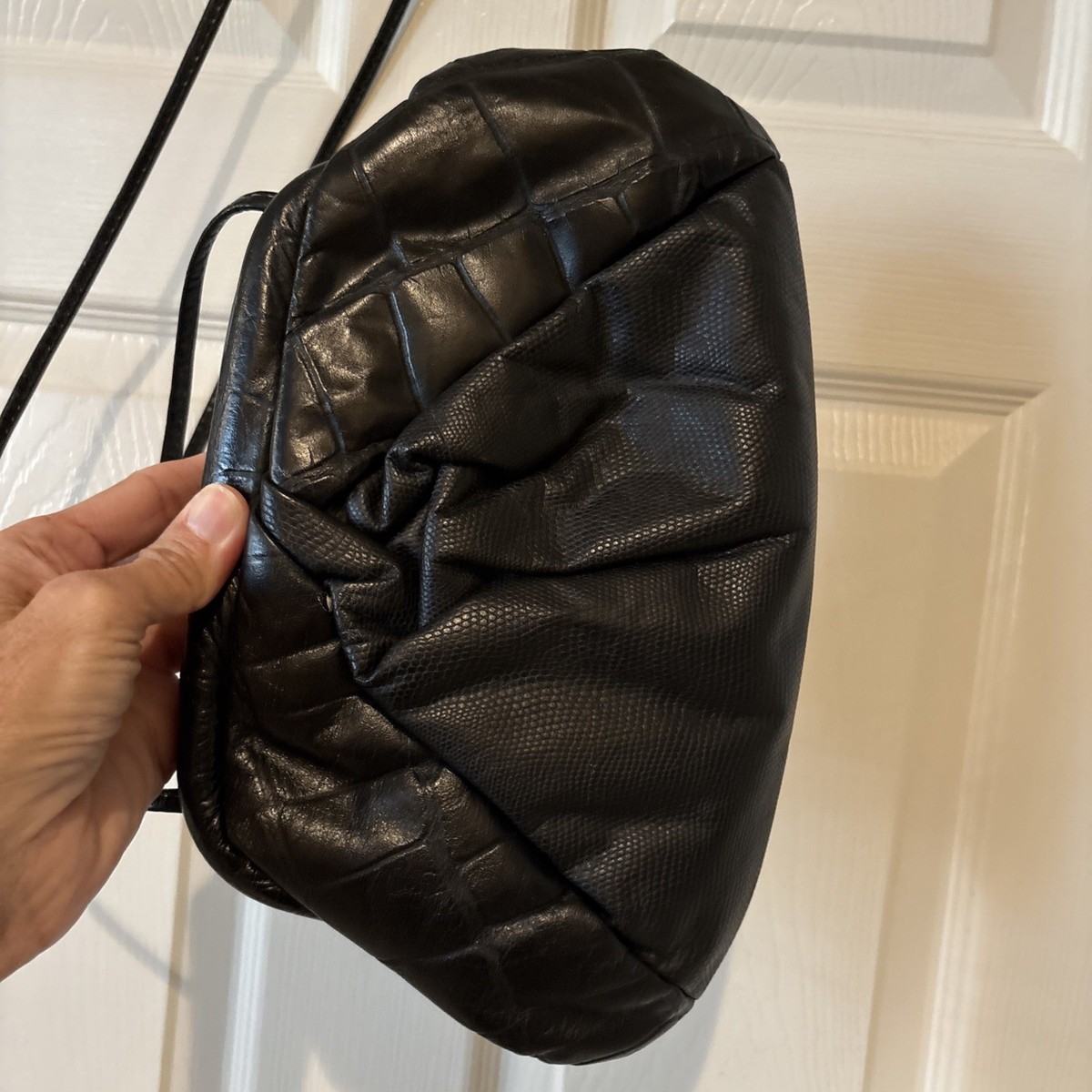 Vintage Samir 80s Retro Black Genuine Leather Clutch Shoulder Purse Bag View 6