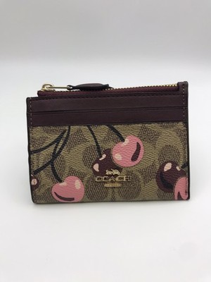 New Mini Skinny ID Card Case Wallet Keychain Cherry Print CZ462
