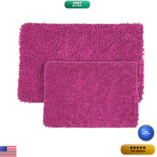 Bedford Home Pink Windsor Home 2 Piece Memory Foam Shag Bath Mat 32X21X1.25