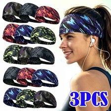 3pcs Men Elastic Hair Head Band Sweatband Headband Stretch Wrap Thin Sports Gym