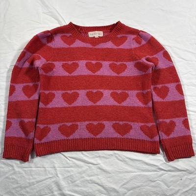 Pink Republic Heart Knit Sweater Women s Medium (10/12)