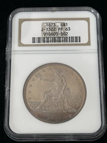 SASA 1873 Silver Proof Pattern Trade Dollar J-1322 Ngc Pf63