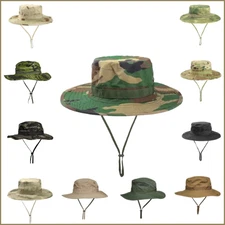 Boonie Bucket Hats Outdoor Fishing Hunting Wide Brim Mesh Camo Safari Sun Cap