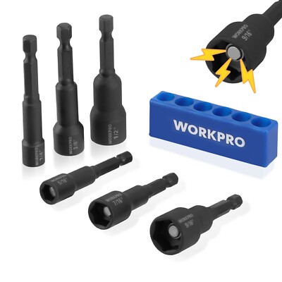 6 PCS Magnetic Nut Driver Set, Metric & SAE, 1/4'' Hex Shank Drill Socket Set