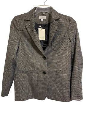 See U Soon Blazer Jacket Women's Size Small Black Gray Plaid Two Button