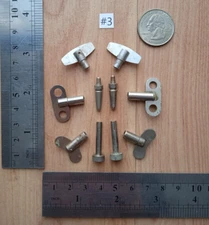 #3 Lot 10 vintage wind-up winding alarm clock keys round hole Steampunk