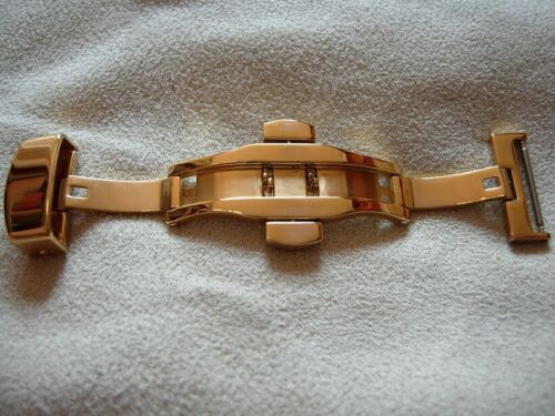 FÜR ARMBAND 20mm FALTSCHLIESSE SCHMETTERLING 18mm GELBGOLD PLATTIERT MIT DRÜCKERN - Bild 8 von 8