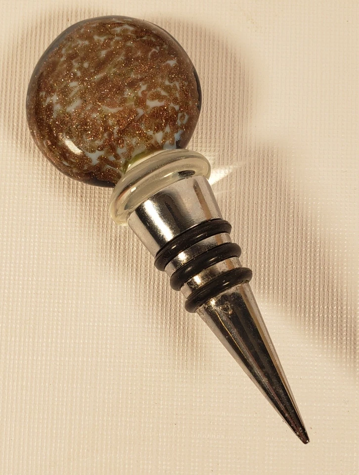 Wine Stopper Ganz Bella Casa Glass Sparkle Gold Blue 4" Cork   A47 - Изображение 3 из 4