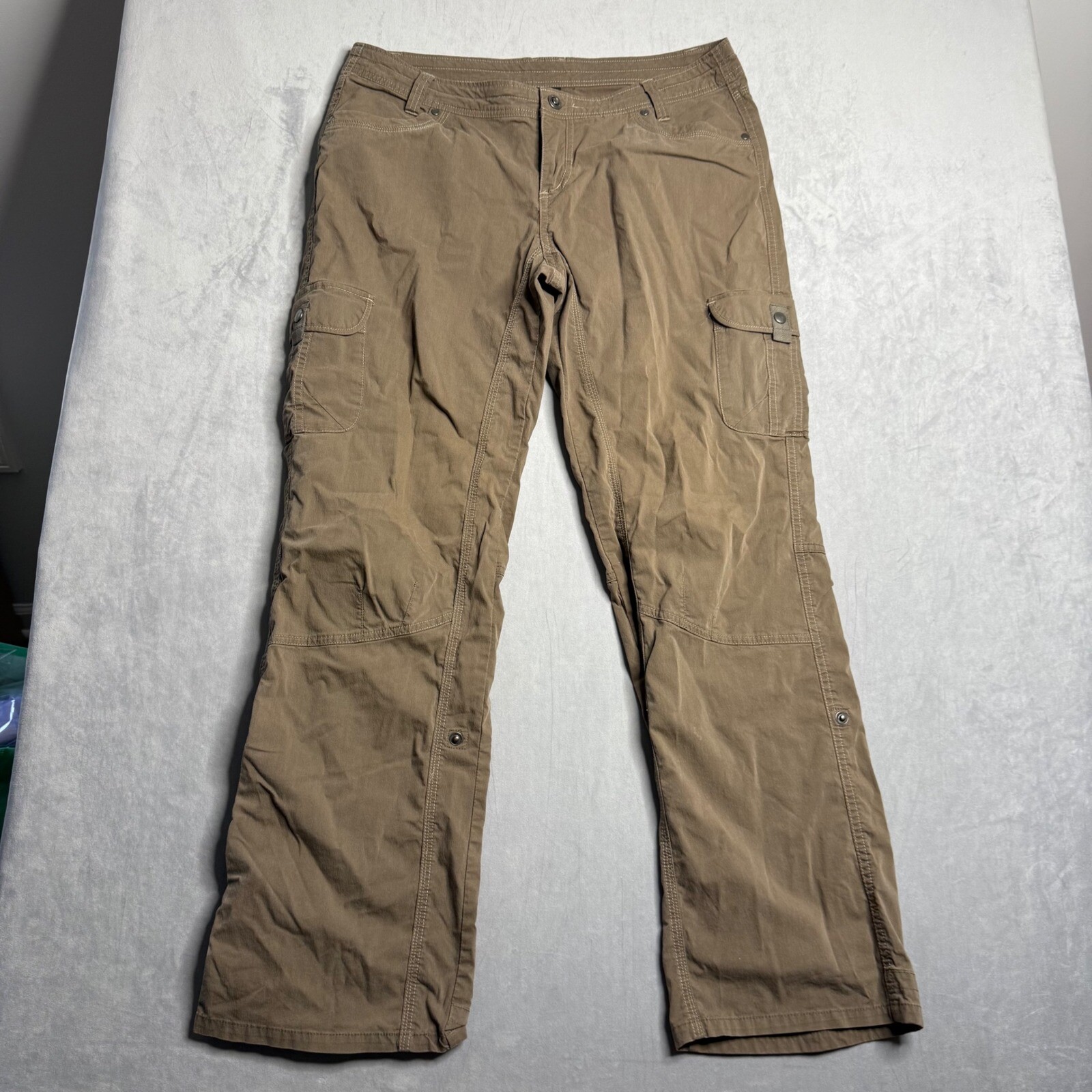 Kuhl Womens Freeflex Roll-Up Convertible Pants 14 Tan UPF 50 Water-Resistant