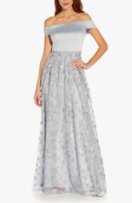 ADRIANNA PAPELL Embroidered Floral Off the Shoulder Gown size 12
