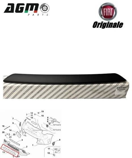 Trim Middle Inf. Front Bumper Original Fiat 500 Abarth 735652290 