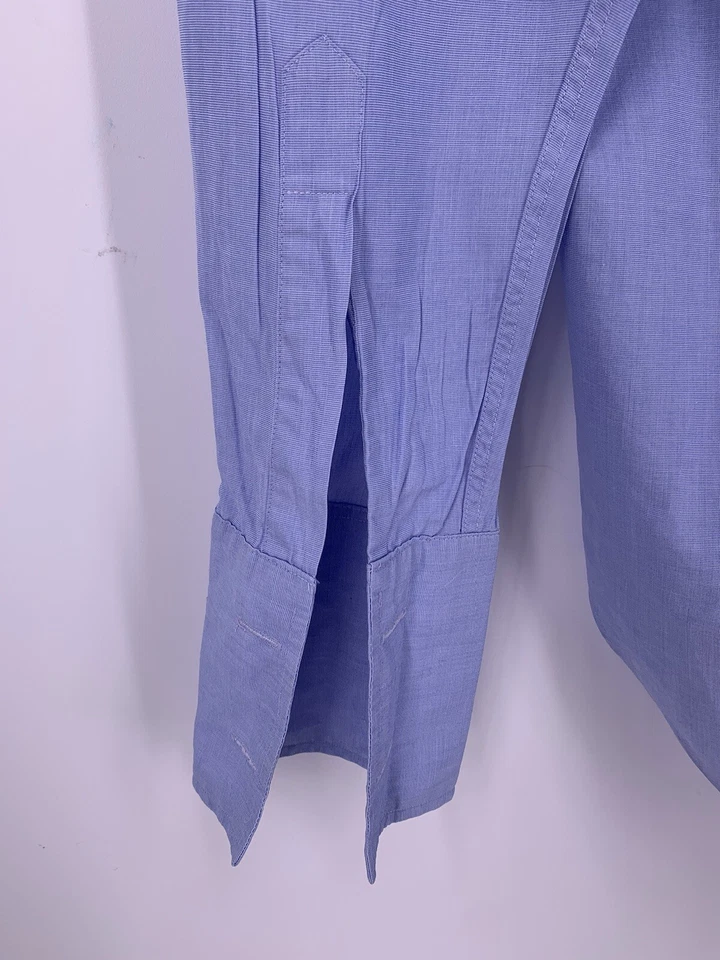 T.M. Camisa de vestir Lewin para hombre talla 17 38 abotonada puño francés regular azul Londres Foto 4 de 4