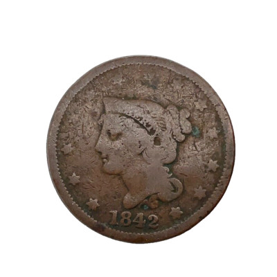 1842 1c Braided Hair Large Cent Copper US Coin | eBay